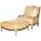 Large Vintage Italian Brown Leather & Giltwood Throne Armchair & Footstool, Set of 2, Image 1