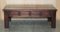 Mesa de centro vintage de roble con patas gruesas y superficie de tres lamas, Imagen 2
