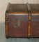 Antique Victorian Leather Elm & Canvas Steamer Trunk, 1880s, Image 4