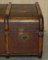 Antique Victorian Leather Elm & Canvas Steamer Trunk, 1880s 9