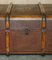 Antique Victorian Leather Elm & Canvas Steamer Trunk, 1880s, Image 7