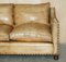 Edwardian Style Studded Hand-Dyed Heritage Brown Leather Two Seater Sofa 10