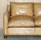 Handgefärbtes 2-Sitzer-Sofa aus braunem Leder im Edwardianischen Stil mit Nieten 4