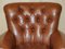 Brown Leather Chesterfield Armchair & Ottoman, Set of 2 3