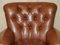 Chesterfield Sessel & Fußhocker aus braunem Leder, 2er Set 3