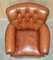 Brown Leather Chesterfield Armchair & Ottoman, Set of 2 13