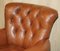 Brown Leather Chesterfield Armchair & Ottoman, Set of 2 4