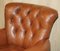 Brown Leather Chesterfield Armchair & Ottoman, Set of 2, Image 4
