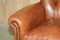 Brown Leather Chesterfield Armchair & Ottoman, Set of 2 7