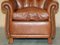 Brown Leather Chesterfield Armchair & Ottoman, Set of 2, Image 8