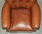 Brown Leather Chesterfield Armchair & Ottoman, Set of 2 14