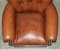 Chesterfield Sessel & Fußhocker aus braunem Leder, 2er Set 14