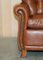 Brown Leather Chesterfield Armchair & Ottoman, Set of 2 9