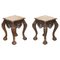 Hand Carved Hardwood Claw & Ball Side Tables, 1900s, Set of 2 1