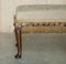 Large Victorian Oak Cabriole Legged Footstool with Embroidered Upholstery, 1880s, Image 3
