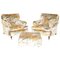 Flying Ducks Armchairs & Ottoman Footstool from George Smith, Set of 3, Image 1