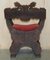19th Century Heavily Hand Carved Italian Walnut Throne Armchair 18