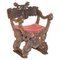 19th Century Heavily Hand Carved Italian Walnut Throne Armchair 1