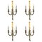 French Gilt Bronze Ribbon & Wheat Twin Branch Wall Sconces, 1920s, Set of 4 1