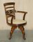 Late Victorian Walnut Swivel Captains Chairs from B Cohen & Sons LTD, 1899, Set of 2, Image 17