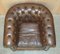 Vintage Hand Dyed Brown Leather Chesterfield Club Armchair Walnut, 1950s 15