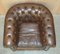 Vintage Hand Dyed Brown Leather Chesterfield Club Armchair Walnut, 1950s, Image 15