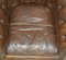 Vintage Hand Dyed Brown Leather Chesterfield Club Armchair Walnut, 1950s 16