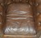 Vintage Hand Dyed Brown Leather Chesterfield Club Armchair Walnut, 1950s, Image 16