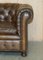 Vintage Hand Dyed Brown Leather Chesterfield Club Armchair Walnut, 1950s 11