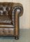 Vintage Hand Dyed Brown Leather Chesterfield Club Armchair Walnut, 1950s, Image 11