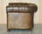 Vintage Hand Dyed Brown Leather Chesterfield Club Armchair Walnut, 1950s 19