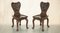 Hand Carved Colonial Hall Side Chairs, 1860s, Set of 2 2