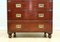 Vintage Brown Military Campaign TV Media Storage Cabinet False Drawers 14