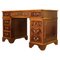 Late 20th Century Waring & Gillow Pedestal Desk with Gold Tooled Red Leather Top, Image 1