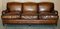 Sofá grande con brazos en forma de desplazamiento de cuero marrón de George Smith para Howard & Sons, Imagen 3