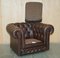 Vintage England Brown Leather Chesterfield Armchair from Thomas Lloyd 19