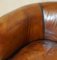 Fully Stitched Brown Leather Limed Oak Tub Club Armchairs, Set of 2 5
