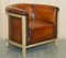 Fully Stitched Brown Leather Limed Oak Tub Club Armchairs, Set of 2 14