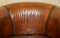 Fully Stitched Brown Leather Limed Oak Tub Club Armchairs, Set of 2 6
