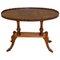 Antique Regency Oval Yew Wood Pie Crust Edge Coffee Table on Saber Feet 1