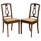 Hardwood Occasional Chairs with Stipe Fabric Seat & Studs, Set of 2 1