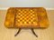 Burr Walnut & Brown Leather Chess Table with Reversible Top 6