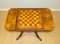 Burr Walnut & Brown Leather Chess Table with Reversible Top, Image 6