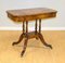 Burr Walnut & Brown Leather Chess Table with Reversible Top 2