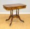 Burr Walnut & Brown Leather Chess Table with Reversible Top, Image 2