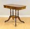 Burr Walnut & Brown Leather Chess Table with Reversible Top 3