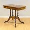 Burr Walnut & Brown Leather Chess Table with Reversible Top, Image 3