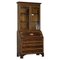 Antique Sheraton Revival Hardwood Walnut & Satinwood Bookcase with Leather Top, Image 1