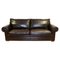 3-Seater Sofa in Brown Leather with Classic Scroll Arms 1