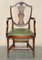 Wheatgrass Carver Desk Armchair in Hardwood & Green Leather, Image 2